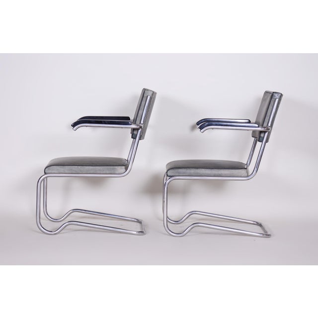 Vintage Tubular and Leather Armchairs by Ladislav Žák for Hynek Gottwald, 1930s, Set of 2 For Sale - Image 18 of 18