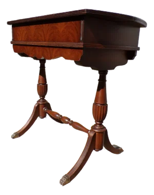 Vintage Mahogany Duncan Phyfe Style Flip Top Writing Spinet Desk Console Table