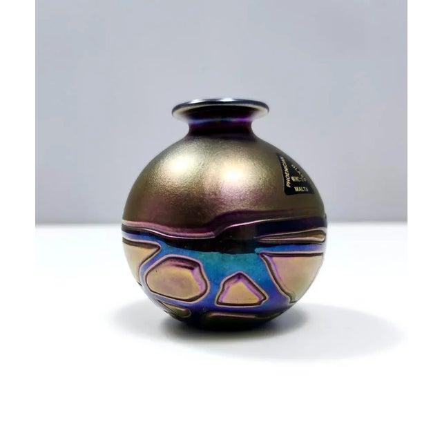 Vintage Opalescent Glass Mdina Vase, Malta, 1960s For Sale - Image 4 of 8