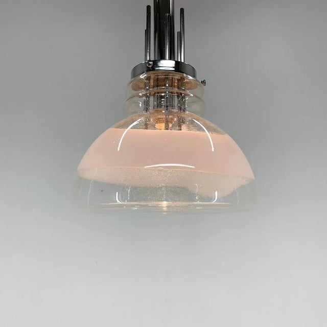 Glass Murano Glass and Chrome Pendant by Mazzega, Italy, 1960s For Sale - Image 7 of 14