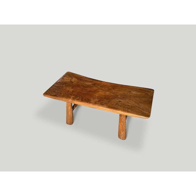 Andrianna Shamaris Mid Century Couture Bench, Handcrafted Teak Wood For Sale - Image 4 of 4