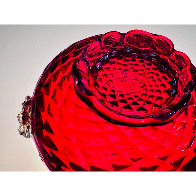 Glass Handmade Candy Dish in Ruby ​​Glass, Italy, 1960s For Sale - Image 7 of 12