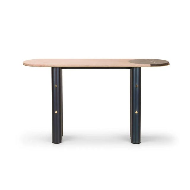 Elephant console by mingardo dimensions: d140 x w40 x h85 cm. Materials: ral 9005 black varnished iron structure, top in...