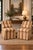 Pair of Upholstered Striped Slipper Chairs With Lumbar Pillows For Sale - Image 4 of 8