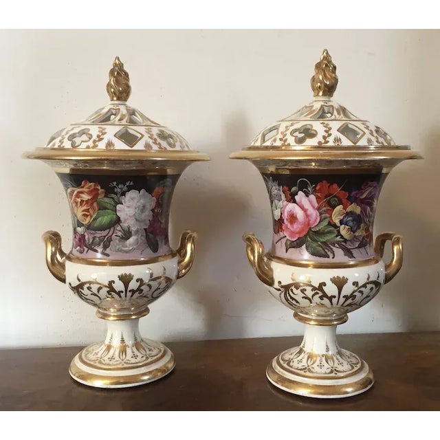 Antique Early 19th Century English Regency Porcelain Campagna Urns - A Pair For Sale - Image 10 of 13
