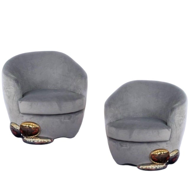 Vintage French Sculptural Capsule Lounge Chairs by Jean-Rémy Couradette, 2002, Set of 2 For Sale - Image 6 of 6