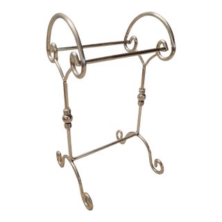 Polished Nickel Silver Scroll Bathroom Wash Cloth Towel Vanity Stand For Sale