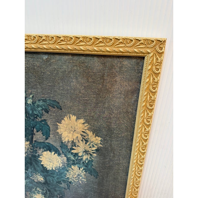 Henri Fantin-Latour " Yellow Chrysanthemums" Reproduction Painting, Framed For Sale - Image 11 of 12
