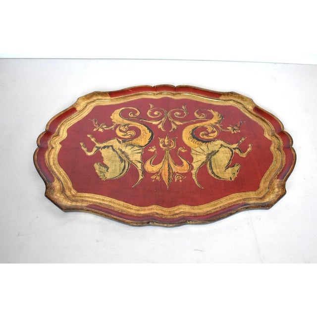 Renaissance Mid-Century Extra Large Florentine Tray With Seahorses For Sale - Image 3 of 11