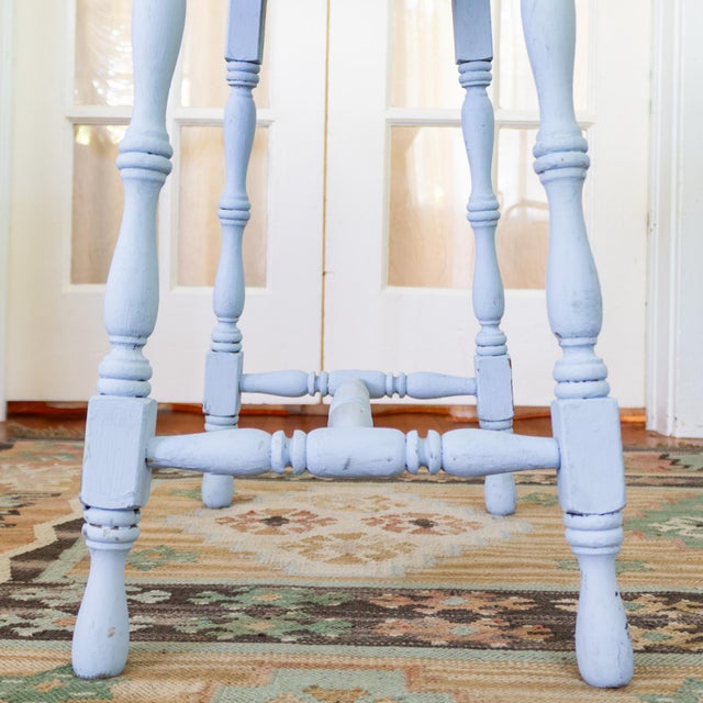 Early 20th Century Blue Painted Scalloped American Farmhouse Side Table For Sale - Image 14 of 18