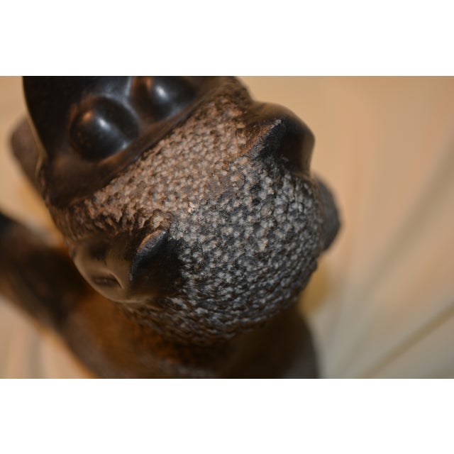 Stone Vintage Shona Stone Black & Gray Baboon Monkey Figurine Statue / Sculpture Kamisi For Sale - Image 7 of 14