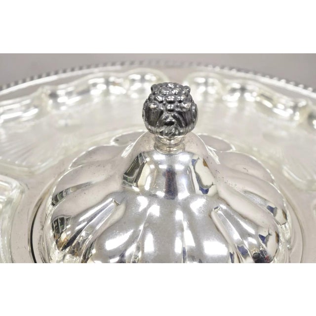 Mid 20th Century Vintage Victorian Silver Plated Lazy Susan Revolving Serving Platter Tray For Sale - Image 5 of 11
