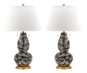 28 Inch H Glass Table Lamp in Black & White - a Pair