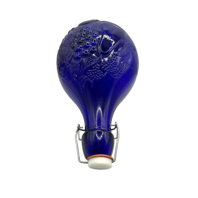 Vintage Italian Casadis Milano Cobalt Blue "Jus De Fruits" Glass Jug For Sale - Image 4 of 12