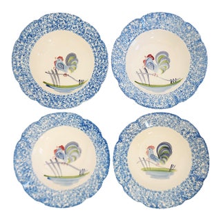 Vintage Los Angeles Pottery Laurie Gates Rooster Bowls-Set of 4 For Sale