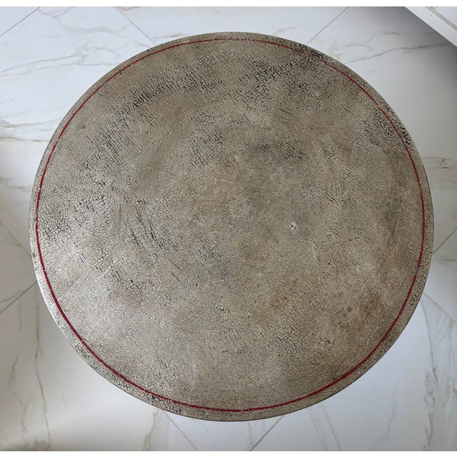 Vintage Palm Beach Regency Style Silver Crackle Finish Pineapple Pedestal Side Table For Sale - Image 13 of 18
