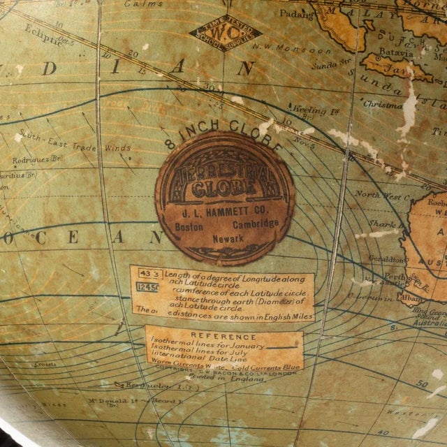 Brown Early 1920's Terrestrial Globe on Cast Iron Claw Foot Stand For Sale - Image 8 of 8