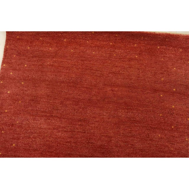 Gabbeh Runner 3′ X 10’1” Red Wool Contemporary Hand-Knotted Oriental Rug For Sale In Philadelphia - Image 6 of 13