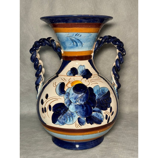 Large Italian Hand-Painted Ceramic Pitcher, 1970s For Sale - Image 11 of 11
