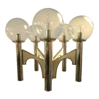 Vintage Modern Chandelier W/ Smoked Glass For Sale