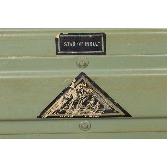 An English tôle "Star of India" ship's trunk from the early 20th century, mounted on a custom base. Boasting a nicely...