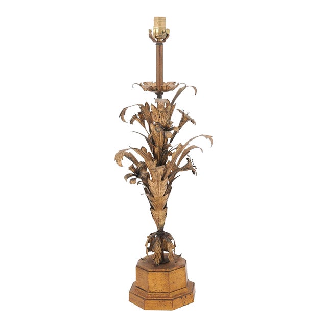 Frederick Cooper Floral Italian Tole Table Lamp. 1960s Italy For Sale