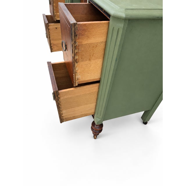Antique Art Deco Vanity With Three-Panel Mirror and Matching Bench For Sale - Image 10 of 18