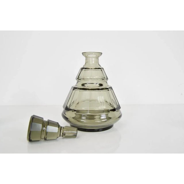 Art Deco Glass Carafe with Glasses, Bohemia, 1930s, Set of 7 For Sale - Image 6 of 10