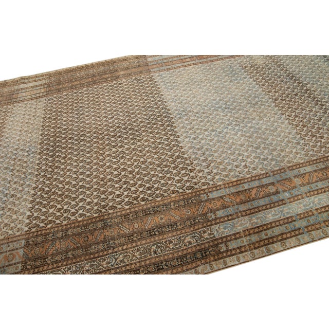 Antique Persian Malayer Gallery Wool Rug in Earthy Tones For Sale In New York - Image 6 of 7