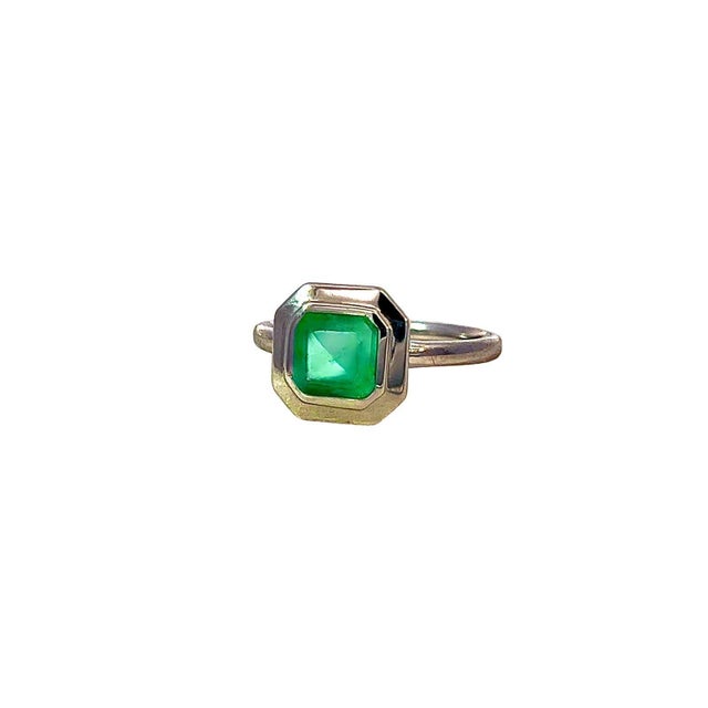 Natural Solitaire Colombian Emerald Ring 6.5 14k W Gold 1.35 Cts Certified For Sale - Image 9 of 11
