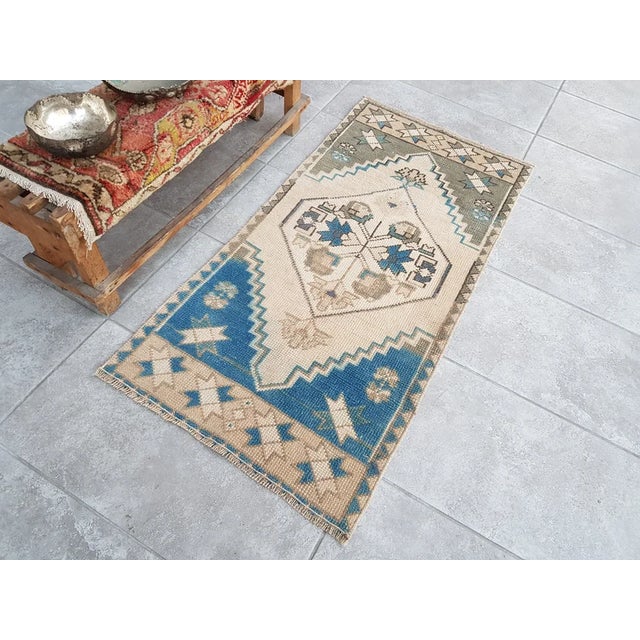 1950s Brown, Blue & Green Geometric Anatolian Rug For Sale - Image 4 of 10