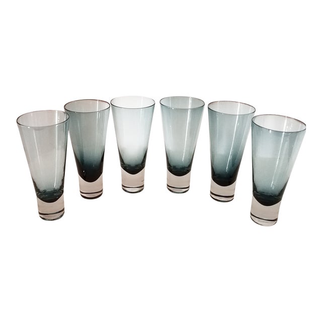 Kenneth Cole Reactions Ludlow Blue Crystal Highball Glasses - Set of 6 For Sale