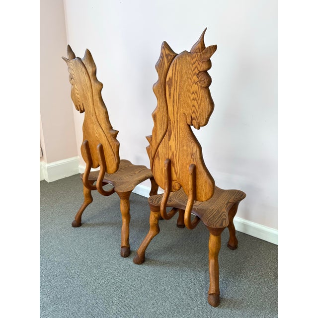 Brown Pair of 1980 Andrew Willner Horse Chairs/Signed and Dated For Sale - Image 8 of 11