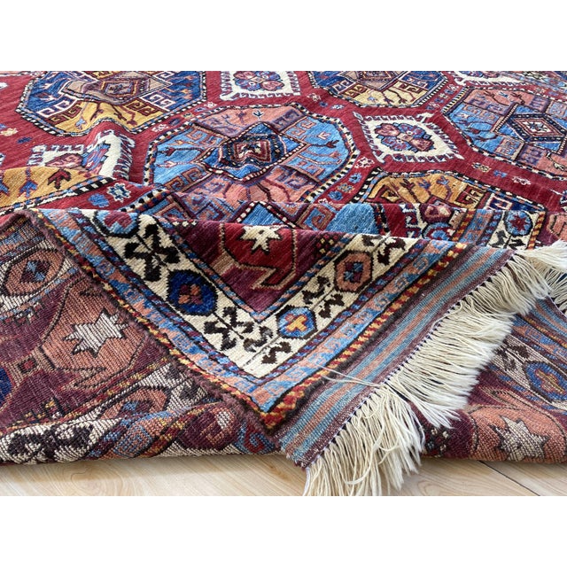 Kazak Rug 8'9" X 12'5" Red Wool Tribal Geometric Hand-Knotted Oriental Carpet For Sale - Image 14 of 15