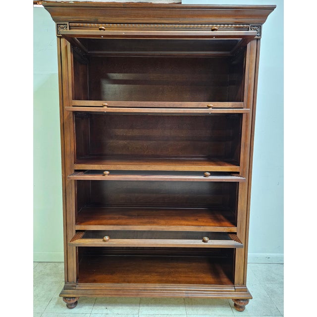 Wood 1990s Ethan Allen British Classics Barrister Bookcase Shelf Library Display Empire For Sale - Image 7 of 12