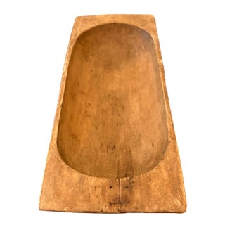 Antique Hand-Carved Primitive Wooden Dough Bowl With Early Wire Repairs – 42” For Sale