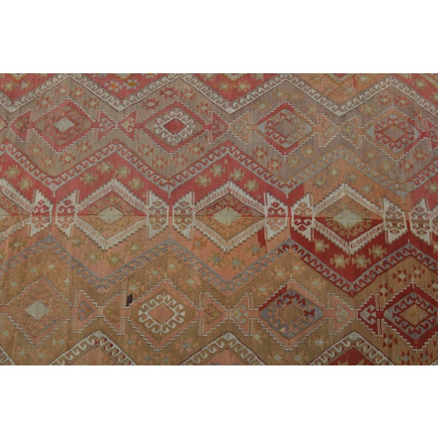 1970s Vintage Handmade Wool Cotton Red Kilim Rug For Sale - Image 10 of 11