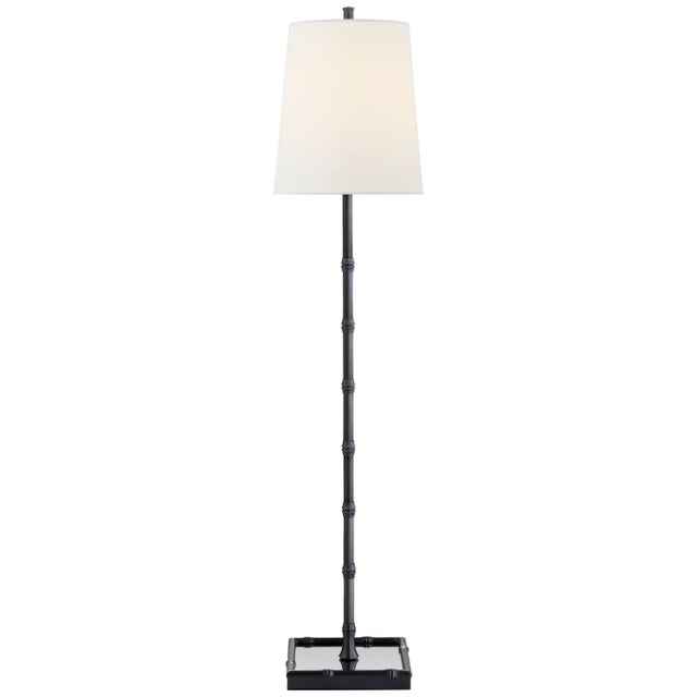 Visual Comfort Signature Grenol Buffet Lamp in Bronze with Linen Shade For Sale