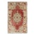 Mid 20th Century Red Field Vintage Turkish Oushak Rug With Geometric Medallion and Floral Motifs For Sale