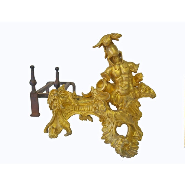 French Antique French Louis XV Ormolu Chenets- a Pair For Sale - Image 3 of 13