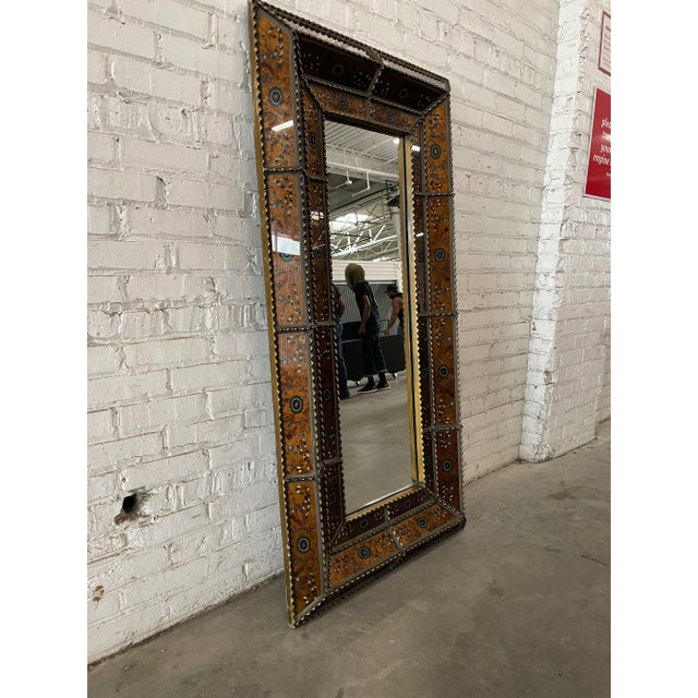 Late 20th Century Late 20th Century Large Persian Style Painted Glass Verre Églomisé Mirror For Sale - Image 5 of 5