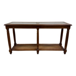 Vintage Mid Century Traditional Walnut Console Table Hall Table For Sale