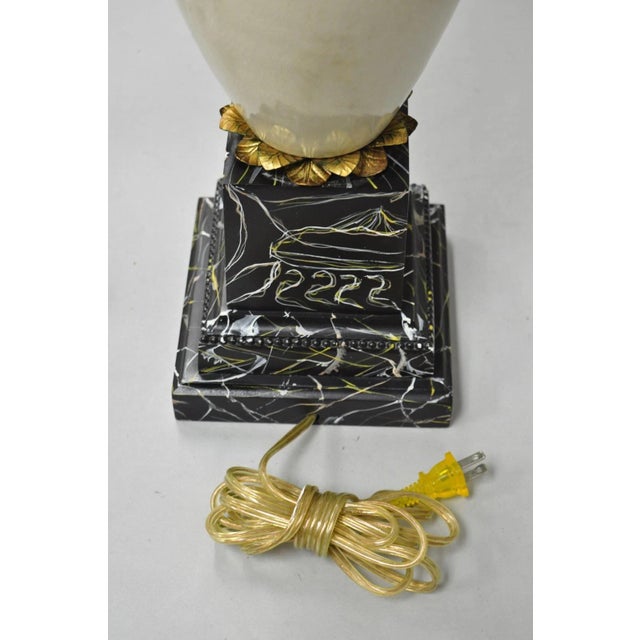 Late 20th Century Frederick Cooper Hollywood Regency Ceramic Elephant Safari Palm Tree Table Lamp For Sale - Image 10 of 12