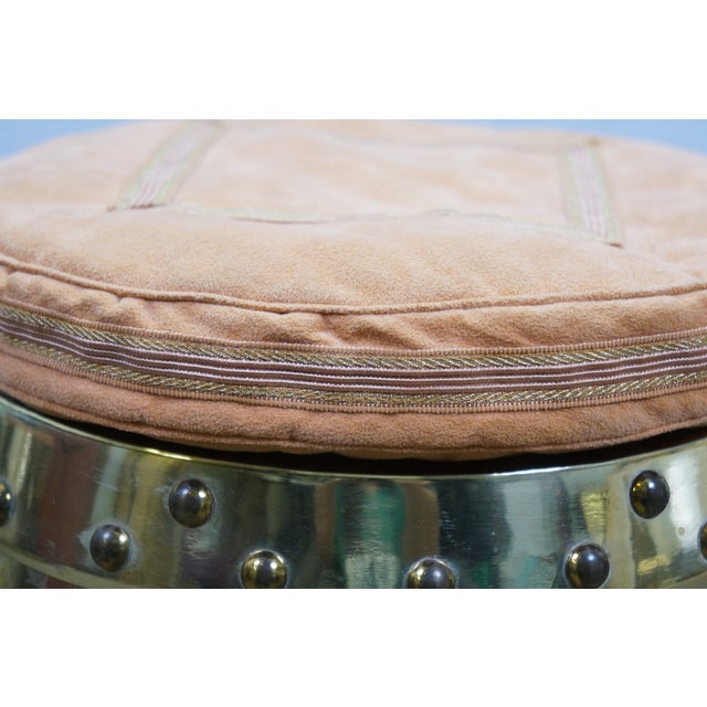 2 Late 20th Century Hong Kong Brass Calligraphy Garden Stools Storage Drums Barrels Ottomans For Sale - Image 12 of 18
