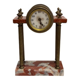 1900s Vintage French Marble Clock Decor For Sale