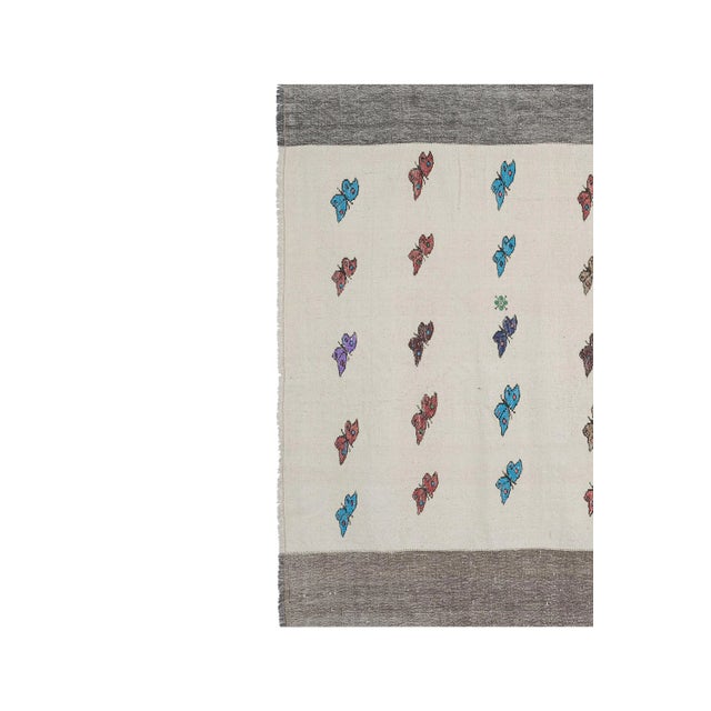 1970s Vintage Aubusson Butterfly Pattern Kilim Rug For Sale - Image 5 of 13