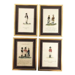 Early 19th Century Napoleonic Era Military Hand Colored Engravings, Framed - Set of 4 For Sale