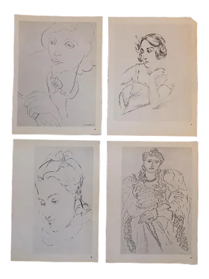 Vintage Mid 20th C. Henri Matisse Female Portraits - Set of 4