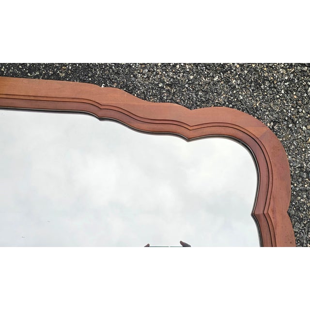 Brown Mid Century Permacraft Provincial Style Carved Solid Cherry Wall Mirror For Sale - Image 8 of 10