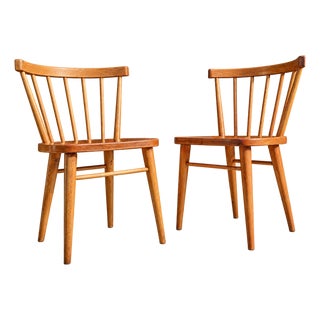 Pair of 1970s Swedish Scandinavian Modern Pine Spindle-Back Dining Chairs For Sale